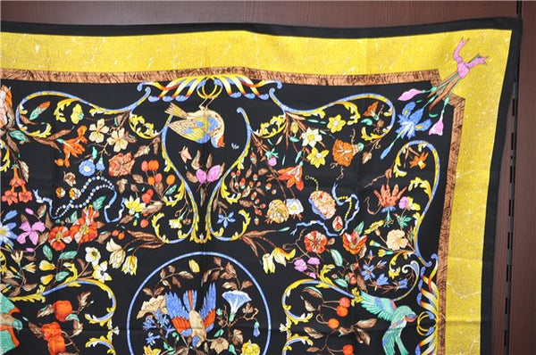 Authentic HERMES Carre 90 Scarf "PIERRES D'ORIENT et dOCCIDENT" Silk Black J7197