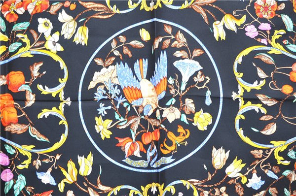 Authentic HERMES Carre 90 Scarf "PIERRES D'ORIENT et dOCCIDENT" Silk Black J7197