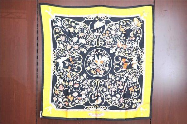 Authentic HERMES Carre 90 Scarf "PIERRES D'ORIENT et dOCCIDENT" Silk Black J7197