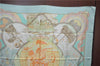 Authentic HERMES Carre 90 Scarf "Au dela des cinq mers" Silk Light Blue J7199