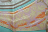 Authentic HERMES Carre 90 Scarf "Au dela des cinq mers" Silk Light Blue J7199