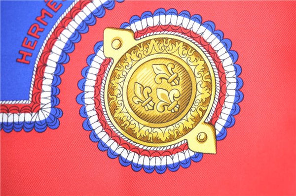 Authentic HERMES Carre 90 Scarf "SELLES A HOUSSE" Silk Red J7200