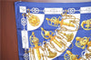 Authentic HERMES Carre 90 Scarf "Cliquetis" Silk Navy Blue J7202