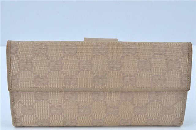 Authentic GUCCI Long Wallet Purse GG Canvas Leather 74210 Beige J7217