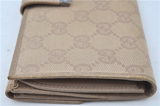 Authentic GUCCI Long Wallet Purse GG Canvas Leather 74210 Beige J7217