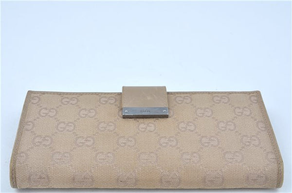 Authentic GUCCI Long Wallet Purse GG Canvas Leather 74210 Beige J7217