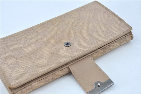 Authentic GUCCI Long Wallet Purse GG Canvas Leather 74210 Beige J7217