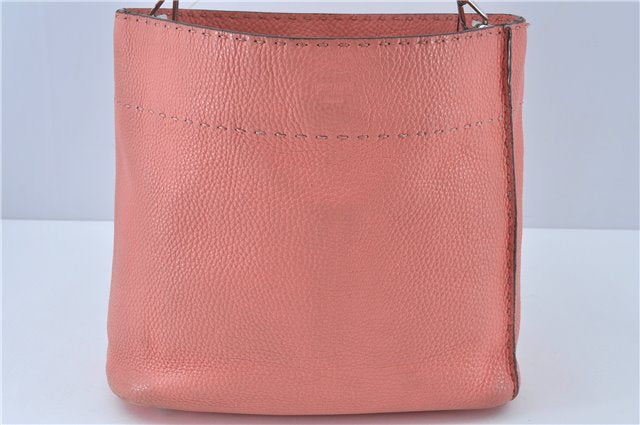 Authentic FENDI Selleria Shoulder Hand Bag Purse Leather Pink J7228