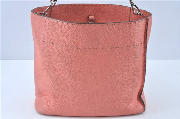 Authentic FENDI Selleria Shoulder Hand Bag Purse Leather Pink J7228