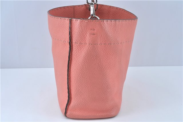 Authentic FENDI Selleria Shoulder Hand Bag Purse Leather Pink J7228