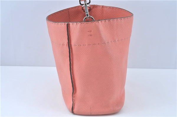 Authentic FENDI Selleria Shoulder Hand Bag Purse Leather Pink J7228