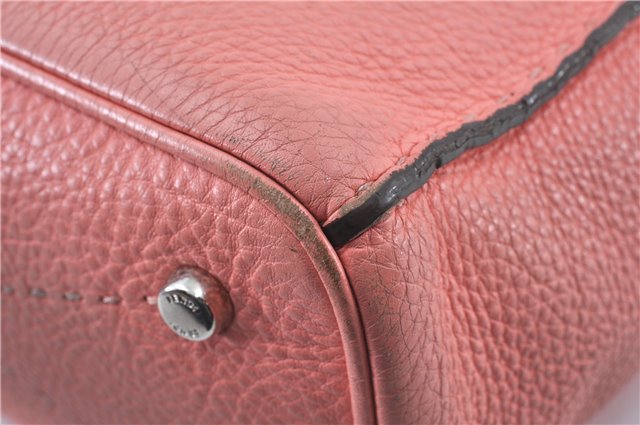 Authentic FENDI Selleria Shoulder Hand Bag Purse Leather Pink J7228