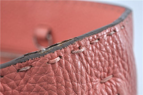 Authentic FENDI Selleria Shoulder Hand Bag Purse Leather Pink J7228
