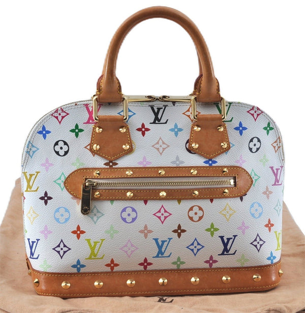Auth Louis Vuitton Monogram Multicolor Alma PM Hand Bag White M92647 LV J7306