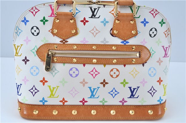 Auth Louis Vuitton Monogram Multicolor Alma PM Hand Bag White M92647 LV J7306