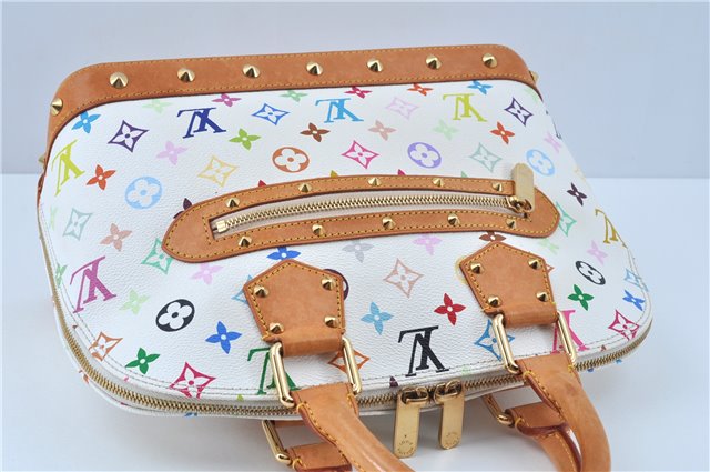 Auth Louis Vuitton Monogram Multicolor Alma PM Hand Bag White M92647 LV J7306