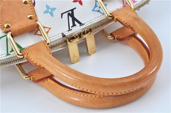 Auth Louis Vuitton Monogram Multicolor Alma PM Hand Bag White M92647 LV J7306