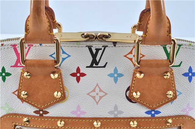 Auth Louis Vuitton Monogram Multicolor Alma PM Hand Bag White M92647 LV J7306