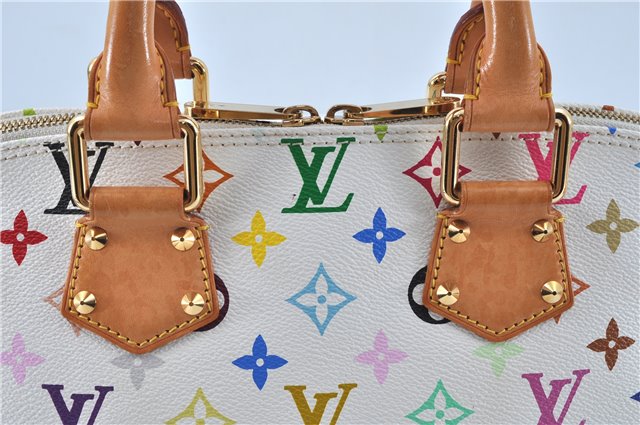 Auth Louis Vuitton Monogram Multicolor Alma PM Hand Bag White M92647 LV J7306