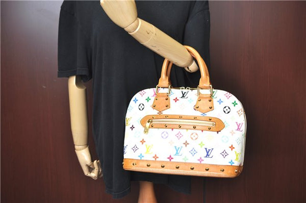 Auth Louis Vuitton Monogram Multicolor Alma PM Hand Bag White M92647 LV J7306