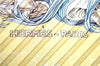 Authentic HERMES Pleats Scarf "L'ile deserte" Silk Light Yellow Box J7309