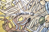 Authentic HERMES Pleats Scarf "L'ile deserte" Silk Light Yellow Box J7309