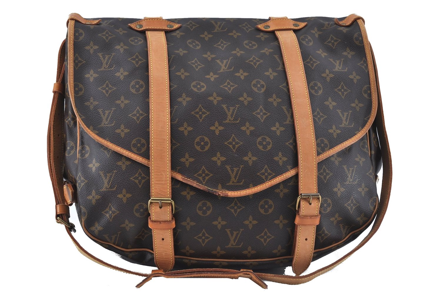 Authentic Louis Vuitton Monogram Saumur 43 Shoulder Cross Bag M42252 LV J7362