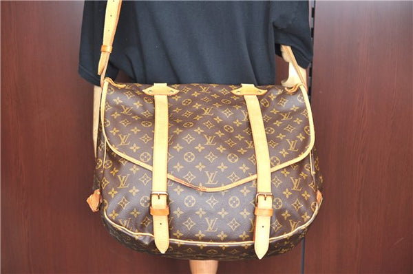 Authentic Louis Vuitton Monogram Saumur 43 Shoulder Cross Bag M42252 LV J7362