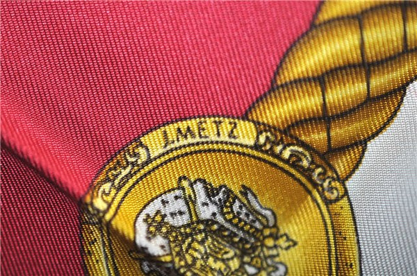 Authentic HERMES Carre 90 Scarf "LES TAMBOURS" Silk Red J7380