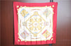 Authentic HERMES Carre 90 Scarf "LES TAMBOURS" Silk Red J7380