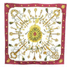 Authentic HERMES Carre 90 Scarf "LES CLES" Silk Bordeaux Red J7387