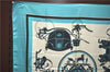 Authentic HERMES Carre 90 Scarf Horse Carrige Motif Silk Light Blue J7396