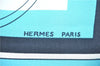 Authentic HERMES Carre 90 Scarf Horse Carrige Motif Silk Light Blue J7396