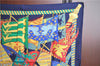 Authentic HERMES Carre 90 Scarf "Etendards et Bonnieres" Silk Navy Box J7399