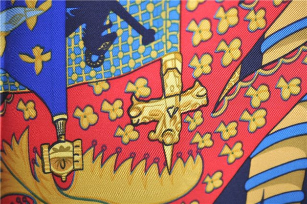 Authentic HERMES Carre 90 Scarf "Etendards et Bonnieres" Silk Navy Box J7399