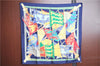 Authentic HERMES Carre 90 Scarf "Etendards et Bonnieres" Silk Navy Box J7399