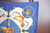 Authentic HERMES Carre 90 Scarf "SPRINGS" Silk Navy Blue Box J7400