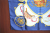 Authentic HERMES Carre 90 Scarf "SPRINGS" Silk Navy Blue Box J7400