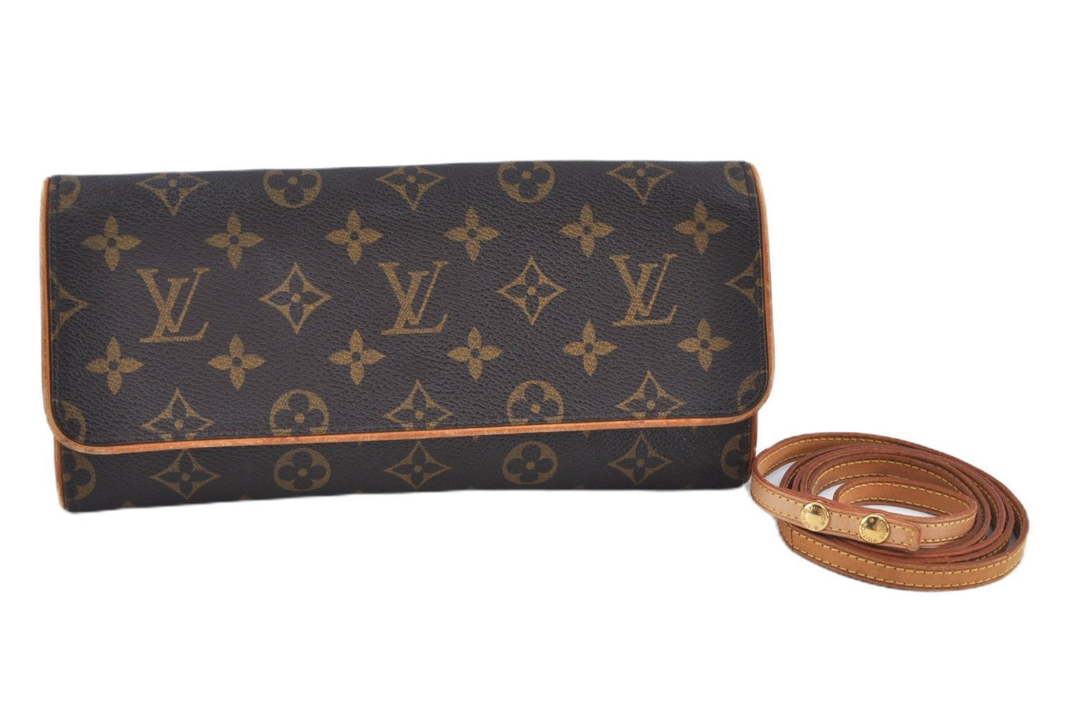 Authentic Louis Vuitton Monogram Pochette Twin GM Shoulder Bag M51852 LV J7411