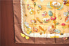 Authentic HERMES Carre 90 Scarf "Couvee D'Hermes" Silk Brown J7418