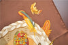 Authentic HERMES Carre 90 Scarf "Couvee D'Hermes" Silk Brown J7418