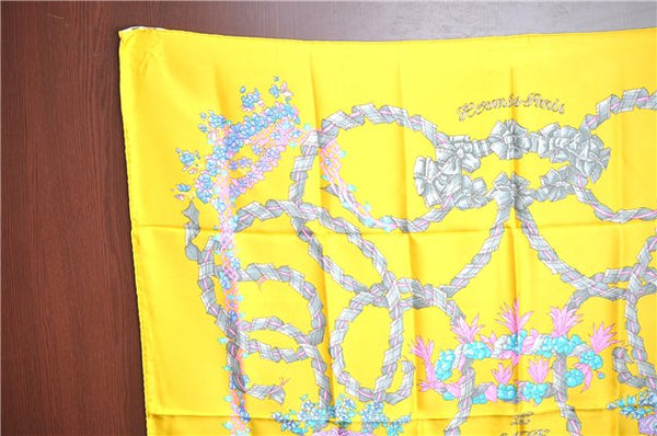 Authentic HERMES Carre 90 Scarf "LE SACRE du PRINTEMPS" Silk Yellow J7419