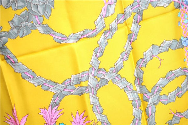 Authentic HERMES Carre 90 Scarf "LE SACRE du PRINTEMPS" Silk Yellow J7419