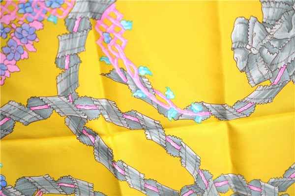 Authentic HERMES Carre 90 Scarf "LE SACRE du PRINTEMPS" Silk Yellow J7419