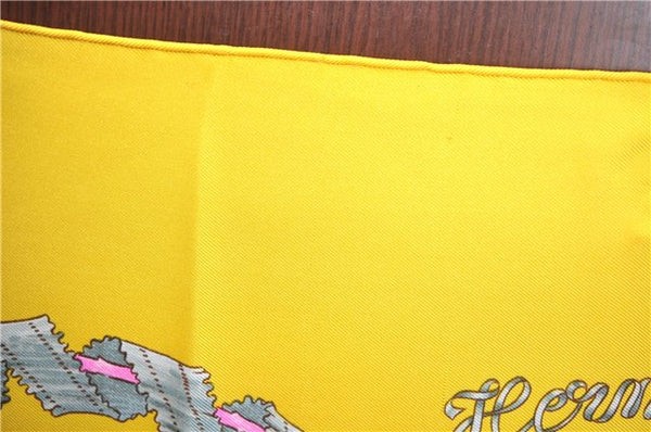 Authentic HERMES Carre 90 Scarf "LE SACRE du PRINTEMPS" Silk Yellow J7419