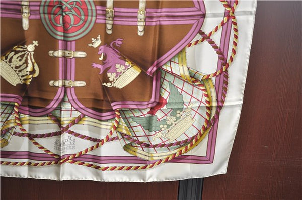 Authentic HERMES Carre 90 Scarf "GRANDE TENUE" Silk Ivory J7430