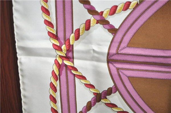 Authentic HERMES Carre 90 Scarf "GRANDE TENUE" Silk Ivory J7430