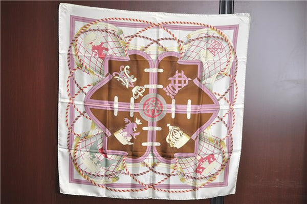 Authentic HERMES Carre 90 Scarf "GRANDE TENUE" Silk Ivory J7430