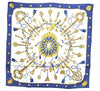 Authentic HERMES Carre 90 Scarf "LES CLES" Silk Navy Blue J7433