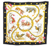 Authentic HERMES Carre 90 Scarf "Plumes et Grelots" Silk Black J7435